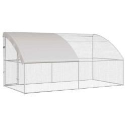 Cage à poules 2 pcs Argenté 400 x 200 x 200 cm Acier et PE 525402525402