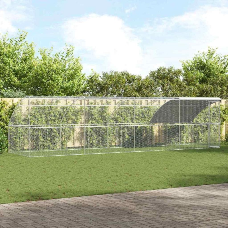 Cage à poules 4 pcs Argenté 800 x 200 x 200 cm Acier et PE 525403525403