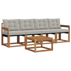 Ensemble de canapés d'extérieur 5 pcs Gris Naturel et Clair 525405525405