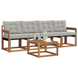 Ensemble de canapés d'extérieur 5 pcs Gris Naturel et Clair 525405525405