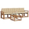 Ensemble de canapés d'extérieur 5 pcs Naturel et Beige 525422525422