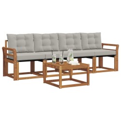 Ensemble de canapés d'extérieur 5 pcs Gris Naturel et Clair 525423525423