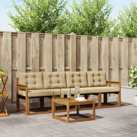 Ensemble de canapés d'extérieur 5 pcs Naturel et Beige 525424525424