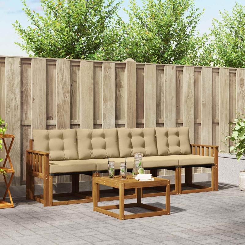 Ensemble de canapés d'extérieur 5 pcs Naturel et Beige 525426525426