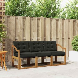 Ensemble de canapés d'extérieur 3 pcs Naturel et Noir 525435525435