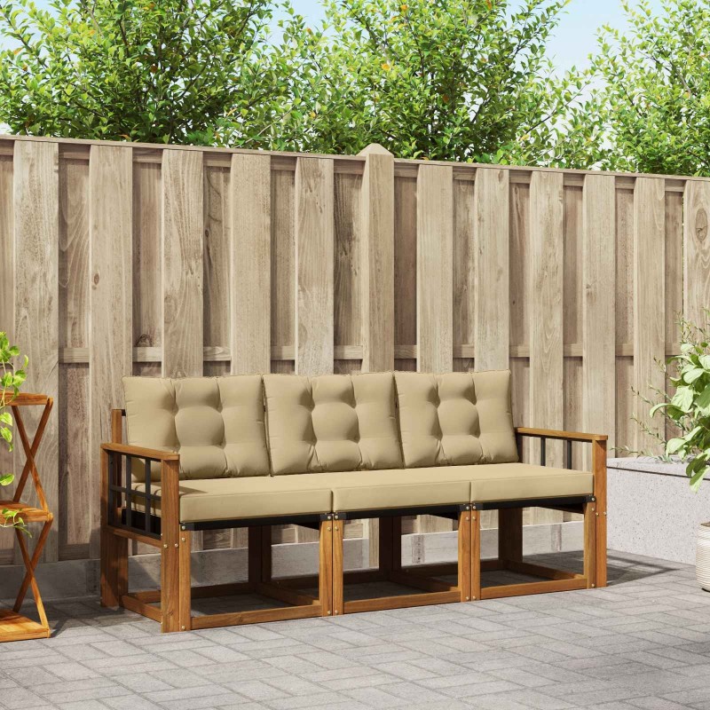 Ensemble de canapés d'extérieur 3 pcs Naturel et Beige 525437525437