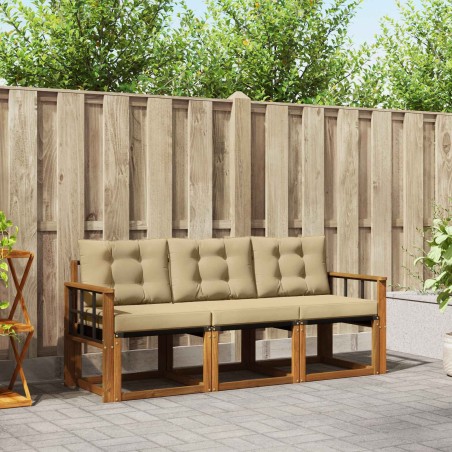 Ensemble de canapés d'extérieur 3 pcs Naturel et Beige 525437525437
