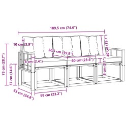 Ensemble de canapés d'extérieur 3 pcs Naturel et Beige 525437525437