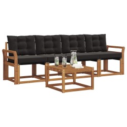 Ensemble de canapés d'extérieur 5 pcs Naturel et Noir 525438525438