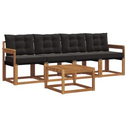 Ensemble de canapés d'extérieur 5 pcs Naturel et Noir 525441525441