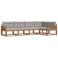 Ensemble de canapés d'extérieur 5 pcs Gris Naturel et Clair 525443525443
