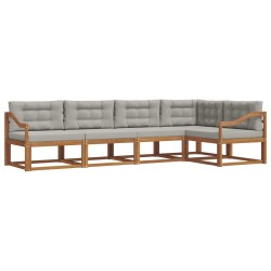 Ensemble de canapés d'extérieur 5 pcs Gris Naturel et Clair 525482525482