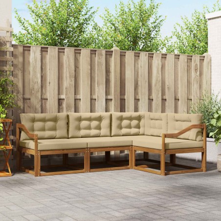 Ensemble de canapés d'extérieur 4 pcs Naturel et Beige 525494525494
