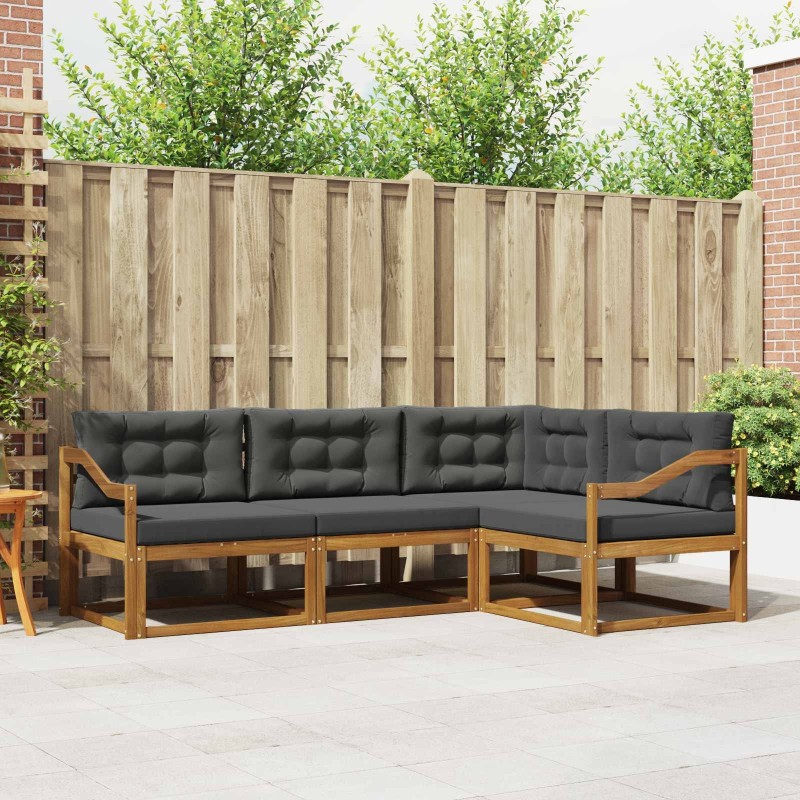 Ensemble de canapés d'extérieur 4 pcs Naturel et Anthracite 525495525495