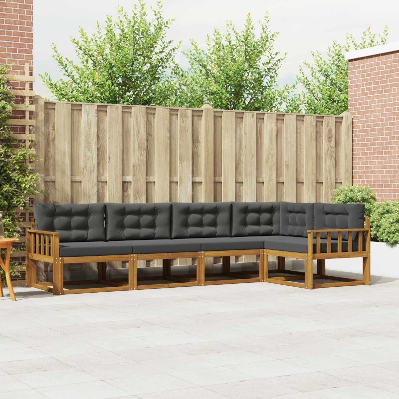 Ensemble de canapés d'extérieur 5 pcs Naturel et Anthracite 525505525505