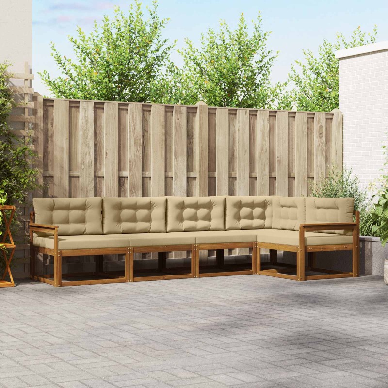 Ensemble de canapés d'extérieur 5 pcs Naturel et Beige 525508525508