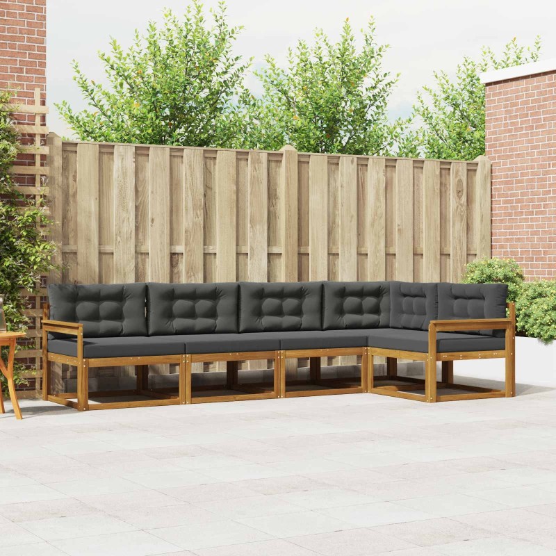Ensemble de canapés d'extérieur 5 pcs Naturel et Anthracite 525510525510