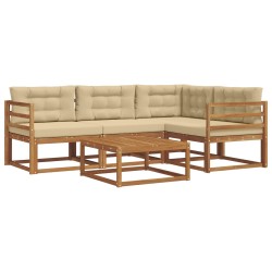 Ensemble de canapés d'extérieur 5 pcs Naturel et Beige 525517525517