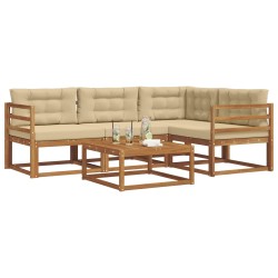 Ensemble de canapés d'extérieur 5 pcs Naturel et Beige 525517525517