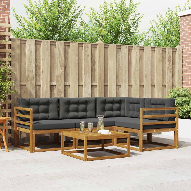 Ensemble de canapés d'extérieur 5 pcs Naturel et Anthracite 525518525518