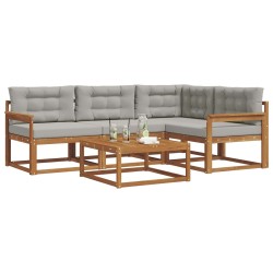 Ensemble de canapés d'extérieur 5 pcs Gris Naturel et Clair 525526525526
