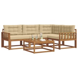 Ensemble de canapés d'extérieur 5 pcs Naturel et Beige 525528525528