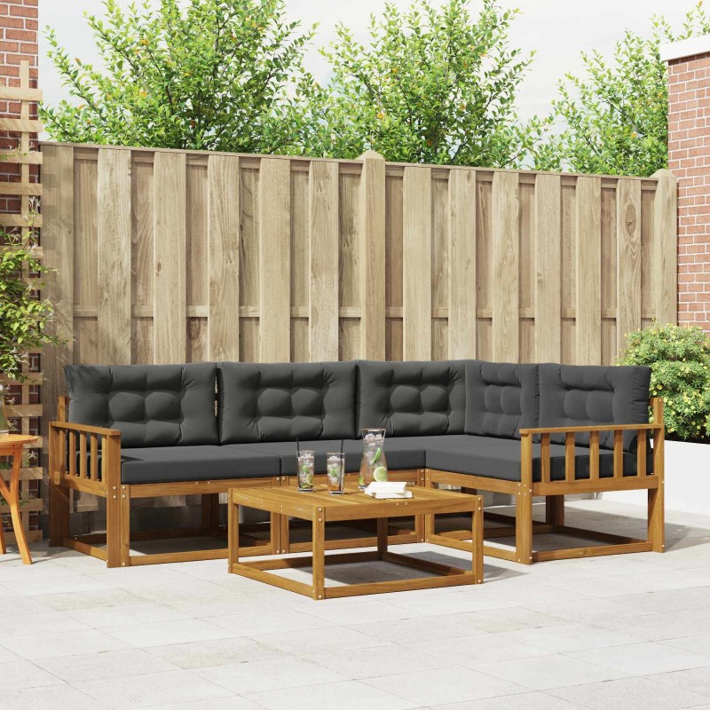 Ensemble de canapés d'extérieur 5 pcs Naturel et Anthracite 525532525532