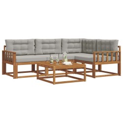 Ensemble de canapés d'extérieur 5 pcs Gris Naturel et Clair 525534525534