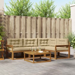 Ensemble de canapés d'extérieur 5 pcs Naturel et Beige 525537525537