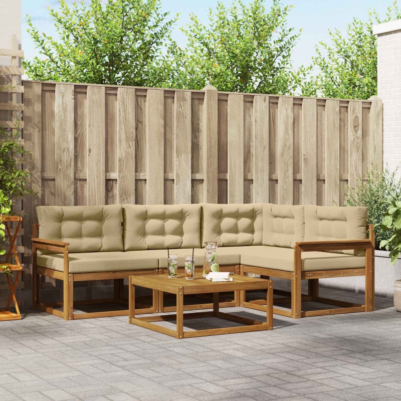 Ensemble de canapés d'extérieur 5 pcs Naturel et Beige 525537525537