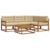 Ensemble de canapés d'extérieur 5 pcs Naturel et Beige 525537525537