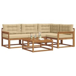 Ensemble de canapés d'extérieur 5 pcs Naturel et Beige 525537525537