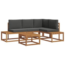 Ensemble de canapés d'extérieur 5 Pièce Naturel et Anthracite 525545525545