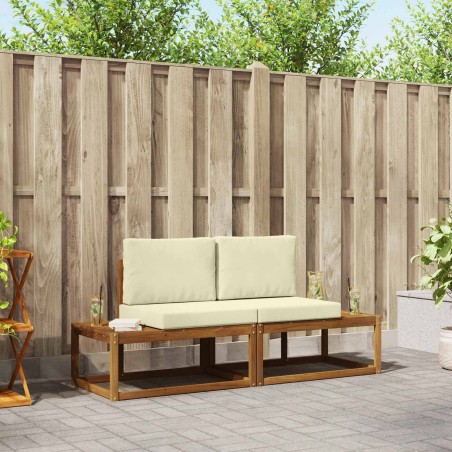Ensemble de canapés d'extérieur avec coussin 2 pcs Naturel 525561525561