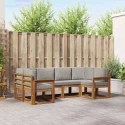 Ensemble de canapés d'extérieur 6 pcs Gris Naturel et Clair 525562525562