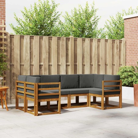 Ensemble de canapés d'extérieur 6 pcs Naturel et Anthracite 525577525577