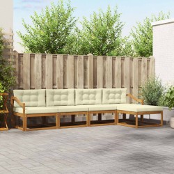 Ensemble de canapés d'extérieur 5 pcs Naturel et Crème 525596525596