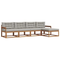 Ensemble de canapés d'extérieur 5 pcs Gris Naturel et Clair 525598525598