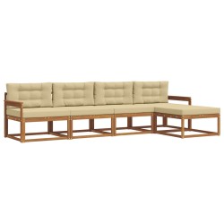 Ensemble de canapés d'extérieur 5 pcs Naturel et Beige 525599525599