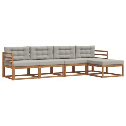 Ensemble de canapés d'extérieur 5 pcs Gris Naturel et Clair 525602525602