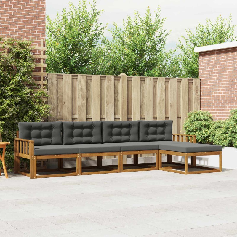 Ensemble de canapés d'extérieur 5 pcs Naturel et Anthracite 525603525603