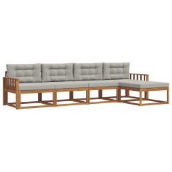 Ensemble de canapés d'extérieur 5 pcs Gris Naturel et Clair 525605525605