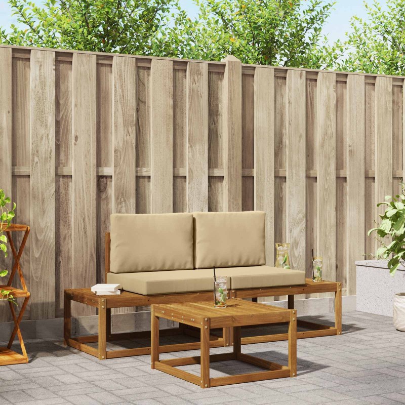 Ensemble de canapés d'extérieur avec coussin 3 pcs Naturel 525614525614