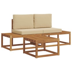 Ensemble de canapés d'extérieur avec coussin 3 pcs Naturel 525614525614