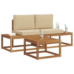 Ensemble de canapés d'extérieur avec coussin 3 pcs Naturel 525614525614