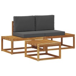 Ensemble de canapés d'extérieur avec coussin 3 pcs Naturel 525615525615