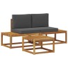 Ensemble de canapés d'extérieur avec coussin 3 pcs Naturel 525615525615