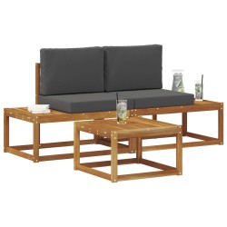 Ensemble de canapés d'extérieur avec coussin 3 pcs Naturel 525615525615