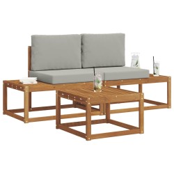 Ensemble de canapés d'extérieur avec coussin 3 pcs Naturel 525616525616