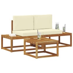 Ensemble de canapés d'extérieur avec coussin 3 pcs Naturel 525617525617